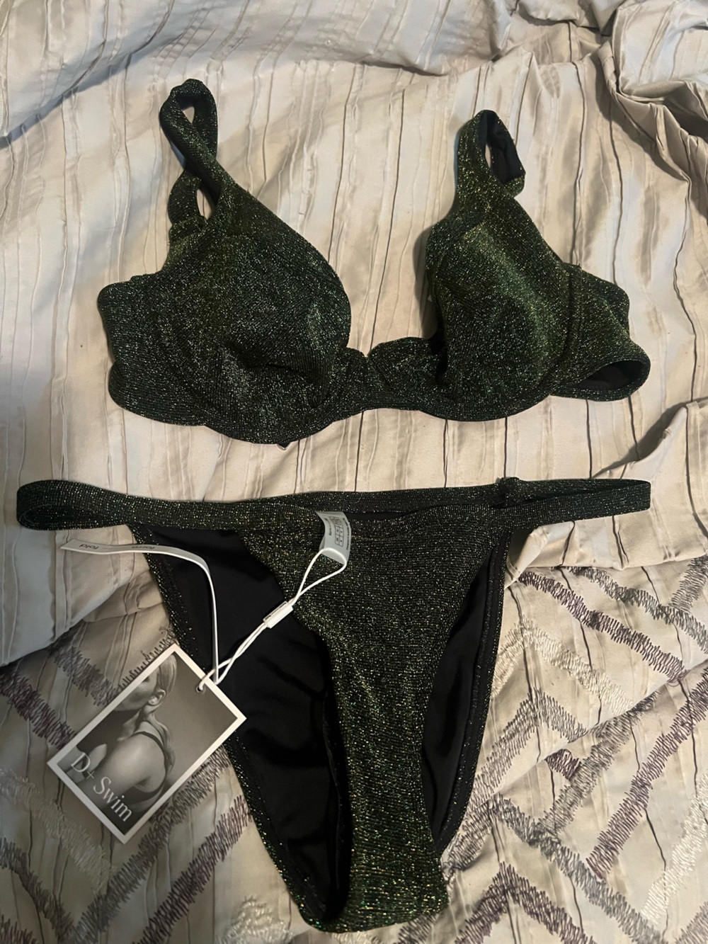 Women's Form and Fold Shimmer Bikini Set - Moss